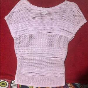 Old Navy Light Purple Crocheted Short Sleeve Sweater Top